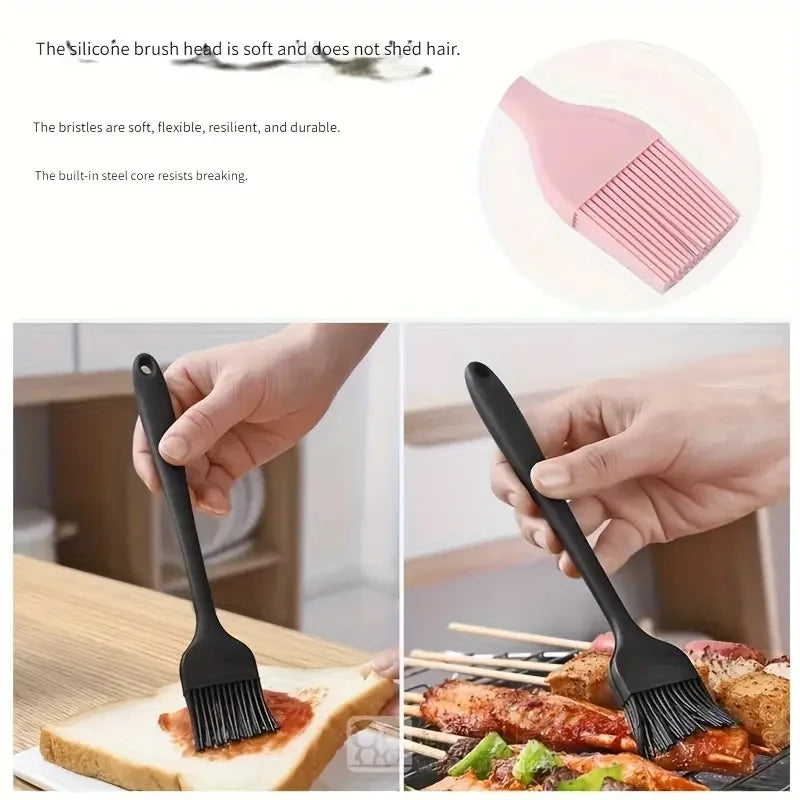 5pcs Colorful Silicone Kitchen Utensil Set Large Scraper Small Scraper Mixer Oil Brush Long Spatula Color Baking Kitchen Tools
