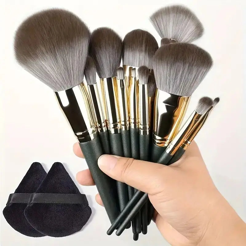 Professional Makeup Brush Set with Sponge & Storage Options