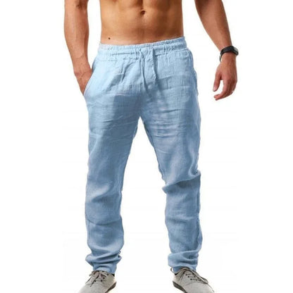 Autumn  Winter New 9 Colors Men's Solid Color Cotton Linen Pants Autumn Streetwear Fashion Casual Solid Color Loose Trousers