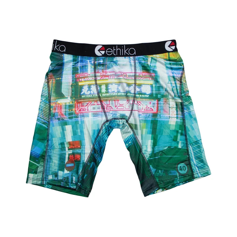 ETHIKA 1Pcs Men Underwear Boxers Breathable Mesh Crotch Man Underpants Plus Size L-3XL Mens Panties Printed Men's Boxers Briefs