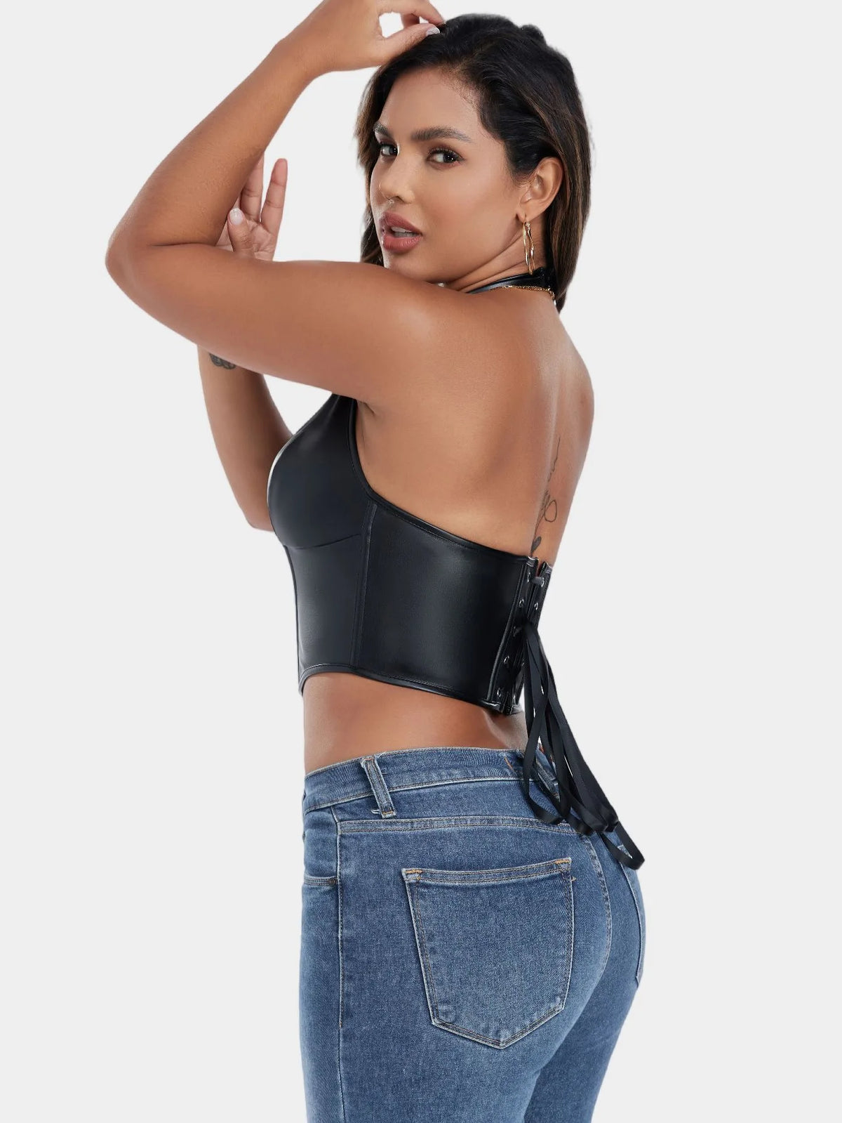 Women's PU Leather Corset-Style Vest Top