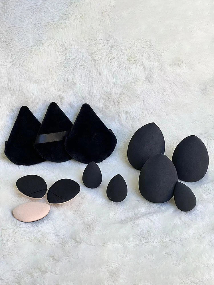 12-Piece All-Purpose Makeup Sponge Set, Made of 3 Loose Powder Puffs, 3 Mini Air Cushion Puffs, 3 Beauty Eggs and 3 Mini Beauty