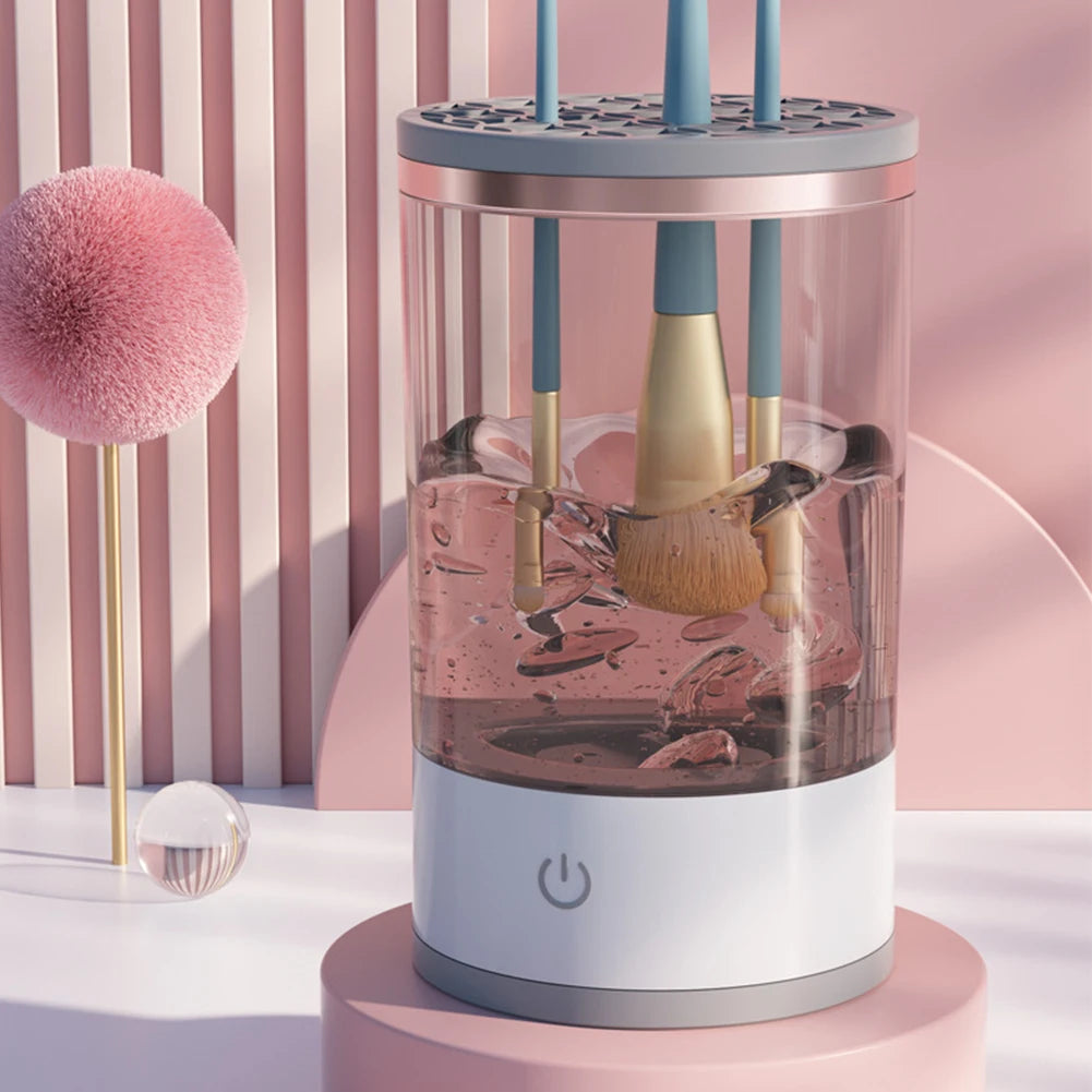 Makeup Brush Cleaner Machine USB Powered Electric Make-Up Brush Cleaner Dryer Dust-Proof for All Size Beauty Makeup Brushes Set