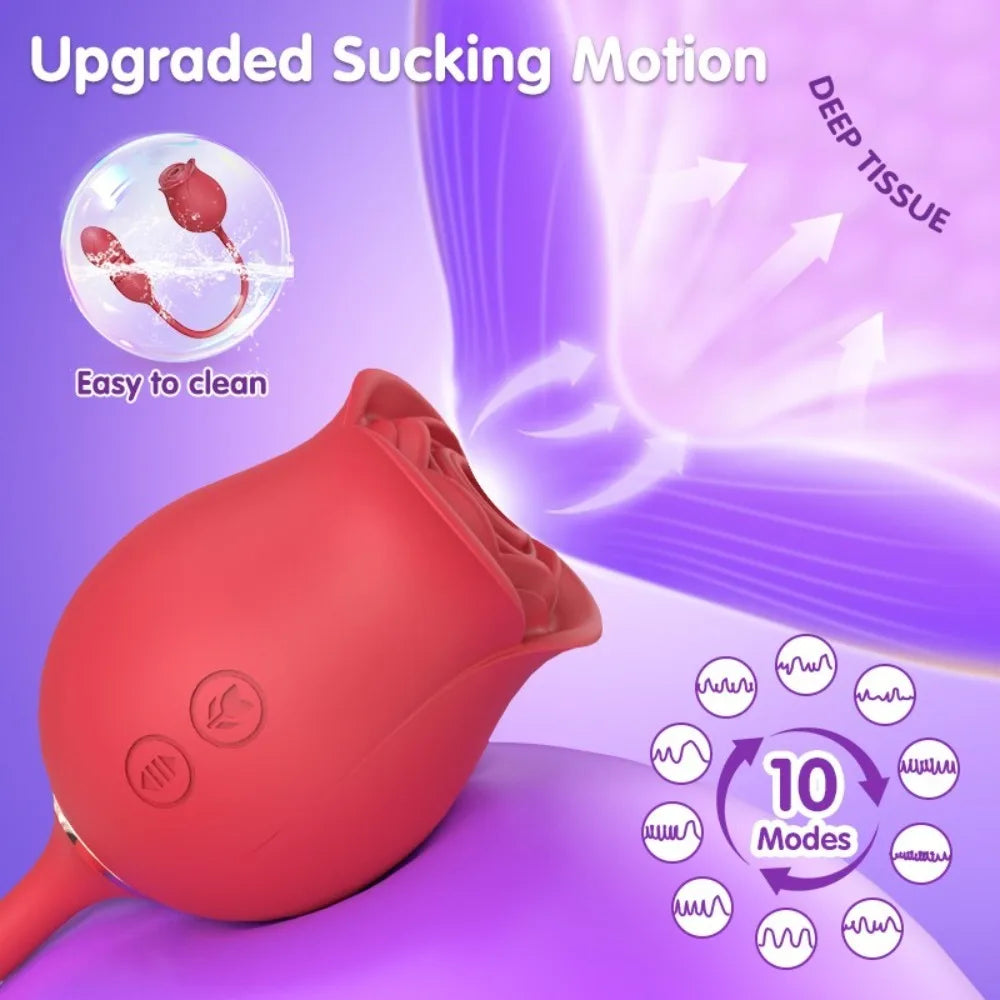 Vibrator Dildo Sex Toys for Women - Rose Sex Toy with Thrusting G Spot Vibrators & Sucking Clitoral Adult Sex Toys for Couples