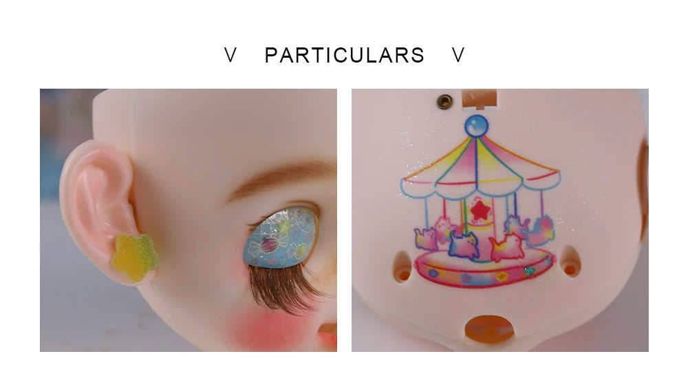 Blyth 1/6 doll hand drawn makeup face shell Blank Makeup DIY frosted face handmade