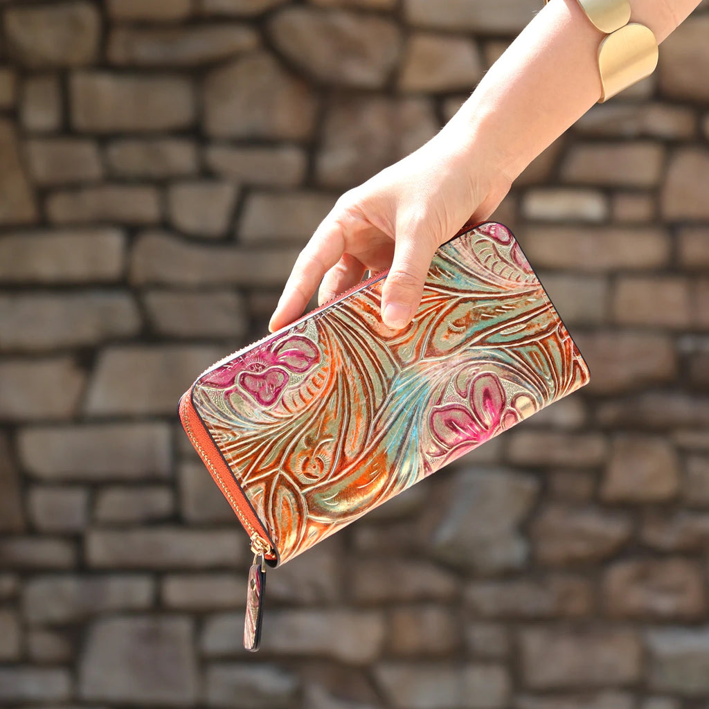 Women's Floral PU Leather Long Wallet – Large Capacity Card Holder & Coin Purse, 8 Styles