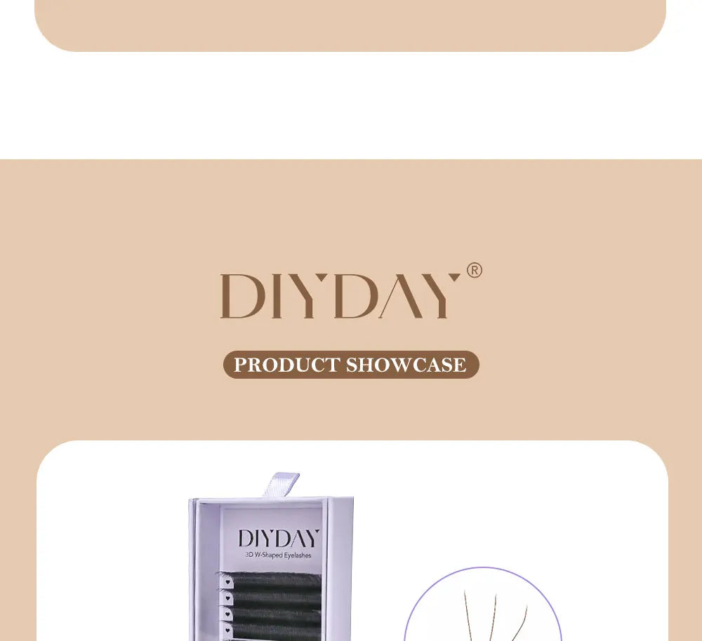 DIYDAY Dark Brown 3D 4D 5D Eyelashes W Shaped Premade Fan Lashes Easy Apply Thick Crisscross False Mink Eyelash Extension