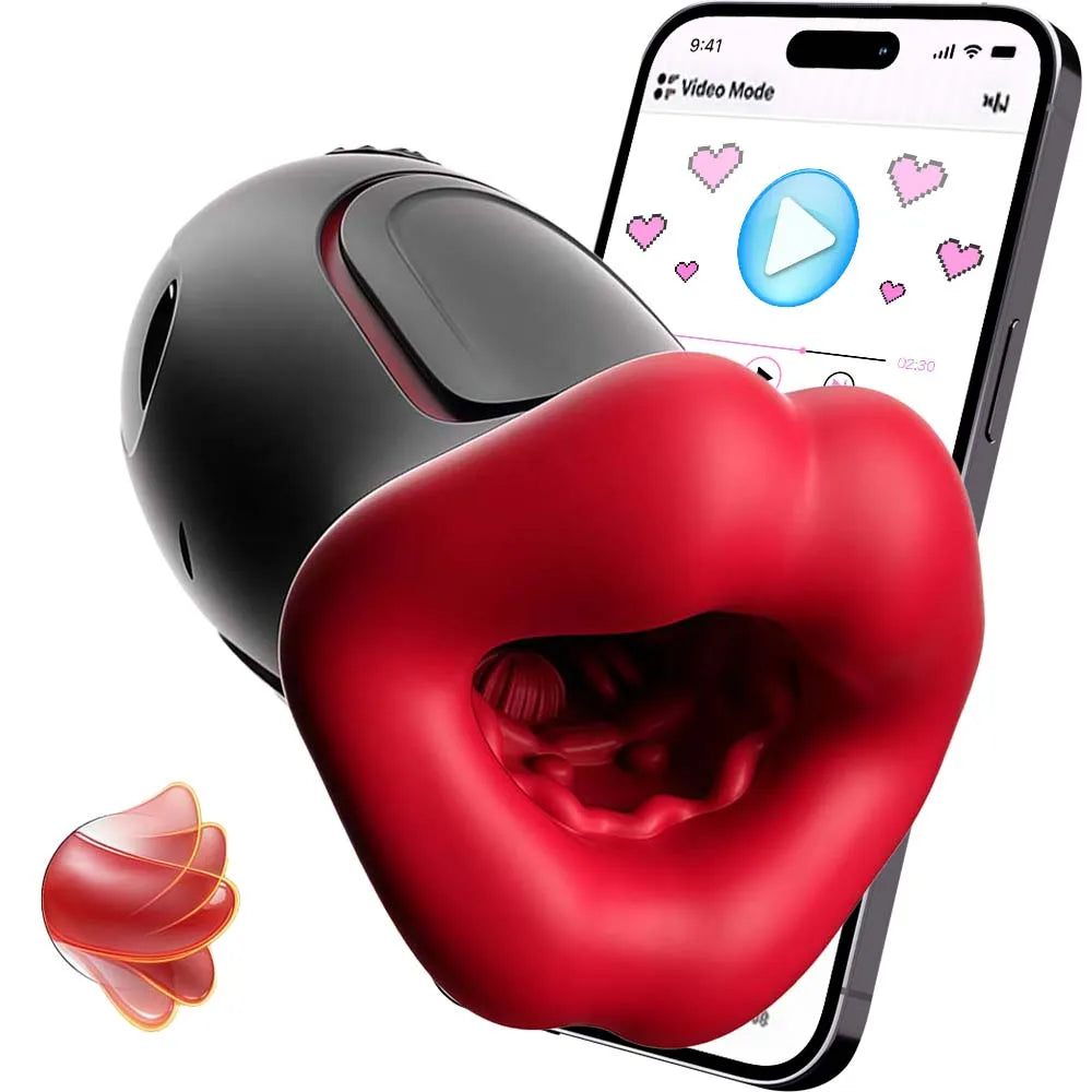 Automatic Man Masturbator Cup for Men Tongue Licking Stimulator Wireless Control Deep Throat Mouth Blowjob Glans Trainer Sex Toy
