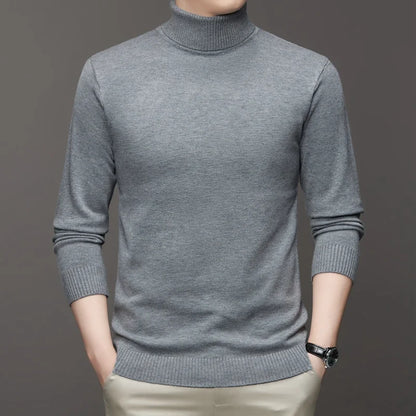 2026 New Mens Knitted Sweaters Solid Color Turtleneck Breathable Pullovers Warm Outdoor Basic Streetwear autumn Business Tops