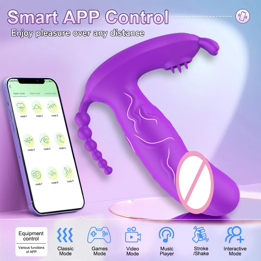 3 in 1 Wearable Dildo Vibrator  App Control Clitoris Stimulator Massager  Anal Plug Sex Machine  for Women Couples Adults 18
