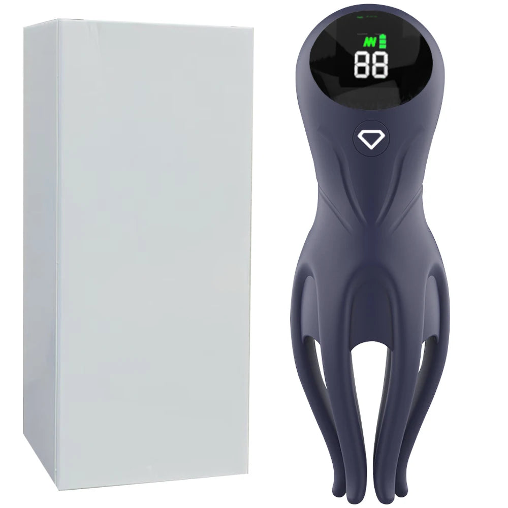 Electric Shock Male Vibrator Penis Glans Stimulator Strong Vibration Led Display Delay Training Exerciser Extender for Male Mas
