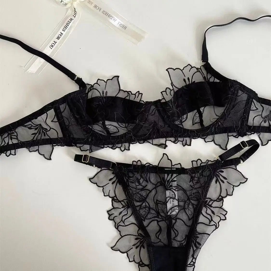 Women's Embroidered Lace Bra Set