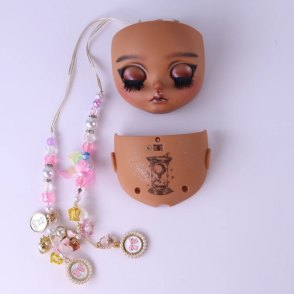 Blyth1/6 doll Hand-painted shell DIY makeup lip carving eyebrows handmade Ears