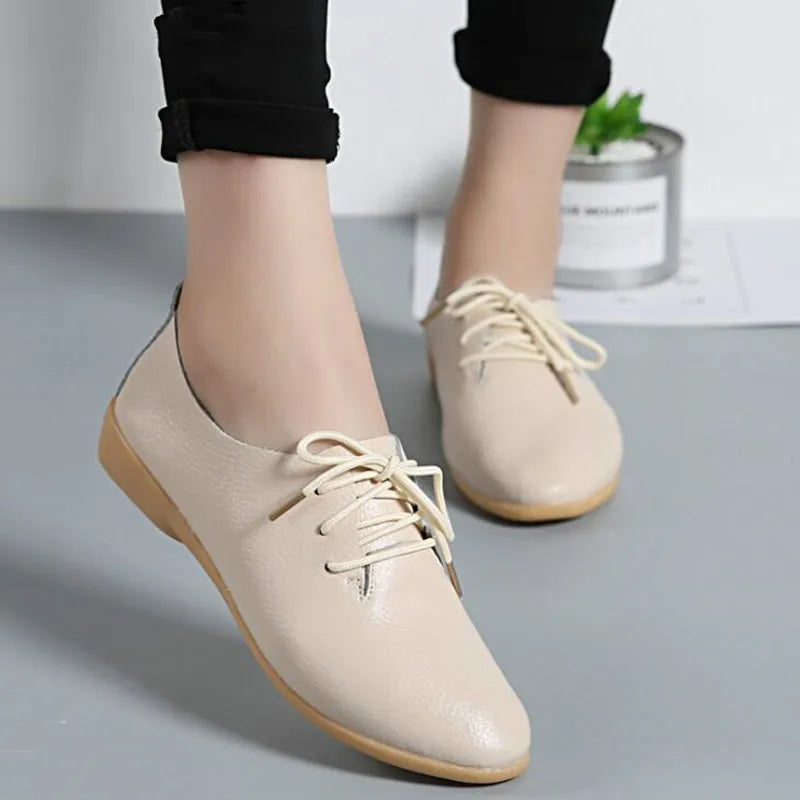 Women's Genuine Leather Loafers — Soft Pointed Toe Flats