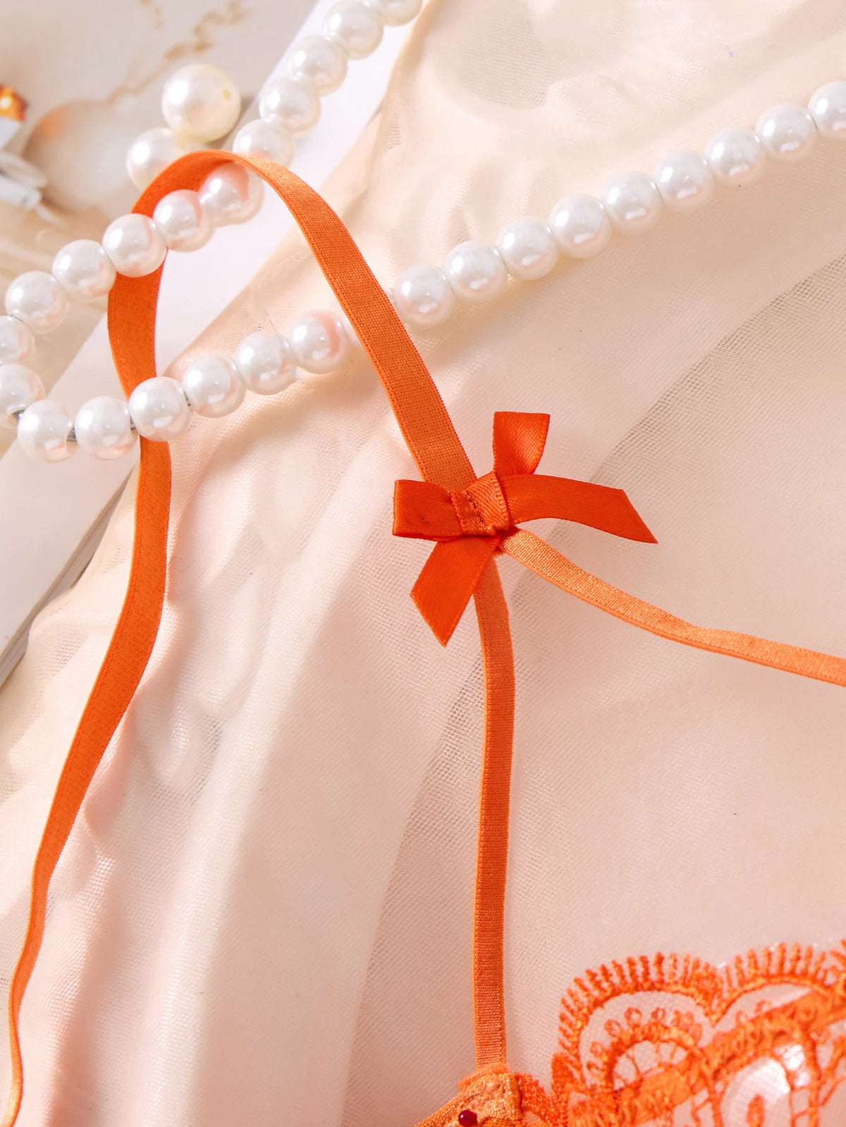 Orange Lace Push-Up Bra & Panty Set