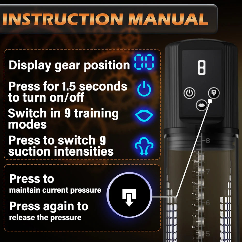Electric Penis Pump Erection Enlargement Extend Pump 9 Suction Levels Masturbating Penis Extender Exerci Sex Toy for Adult Men