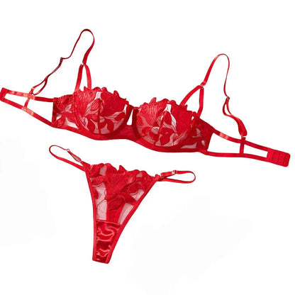 Women's Floral Embroidered Bra & Panty Set