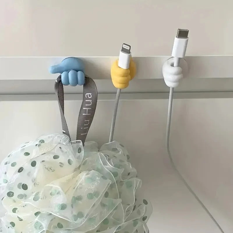 10Pcs Thumb-Shaped Cable Organizer Storage Clips No-Drill Adhesive Hooks Plastic Perfect for Charging Cables Cord Holder