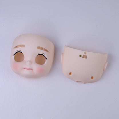 Blyth 1/6 doll hand drawn makeup face shell Blank Makeup DIY frosted face handmade