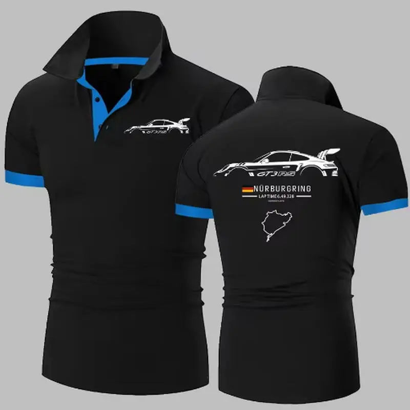 911 GT3 RS Heavyweight Polo Shirt | Nürburgring Track F1 Polos Shirts Men's Solid Color High Quality Short Sleeve Polo TShirt