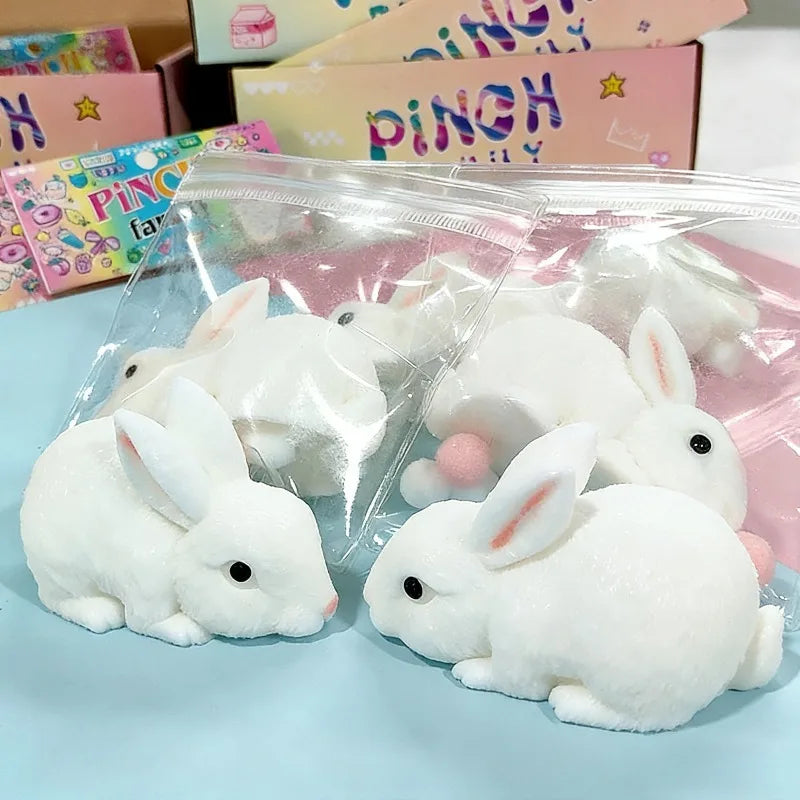 Squishy Cute Bunny Squeeze Toy Soft Kawaii Little White Rabbit Fidget Toy Anti Stress Release Hand Relax Gift Toy