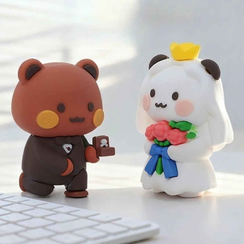 Hot Bubu and Dudu Panda Bear Figure Doll Wedding Figurine Kawaii Action Toy Collection Ornaments for Fans Friends Gifts