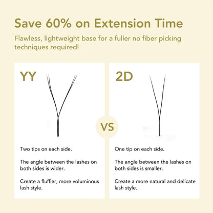 DIYDAY 2D Y Lashes Extension Premade Voume Fans Faux Mink Eyelashes Single Tips 2D Y Shaped Eye Lashes for Makeup Products