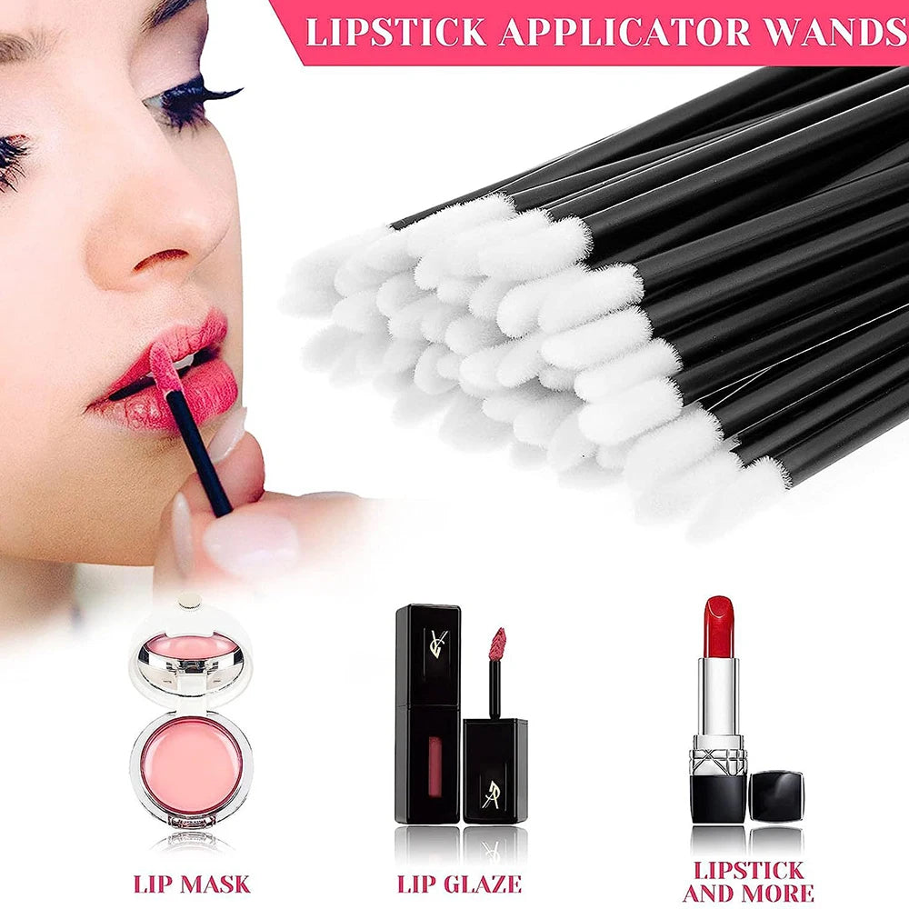 100PCS Lip Brushes Makeup Brush Eyelashes Extension Applicator Lipstick Wands Set For Woman Cosmetic Colourful Make Up Tools