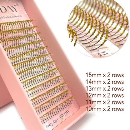 DIYDAY Mixed Glitter Colored Eyelashes Individual Premade Russian Volume Fans Glitter Lashes Extension Wholesale for Makeup