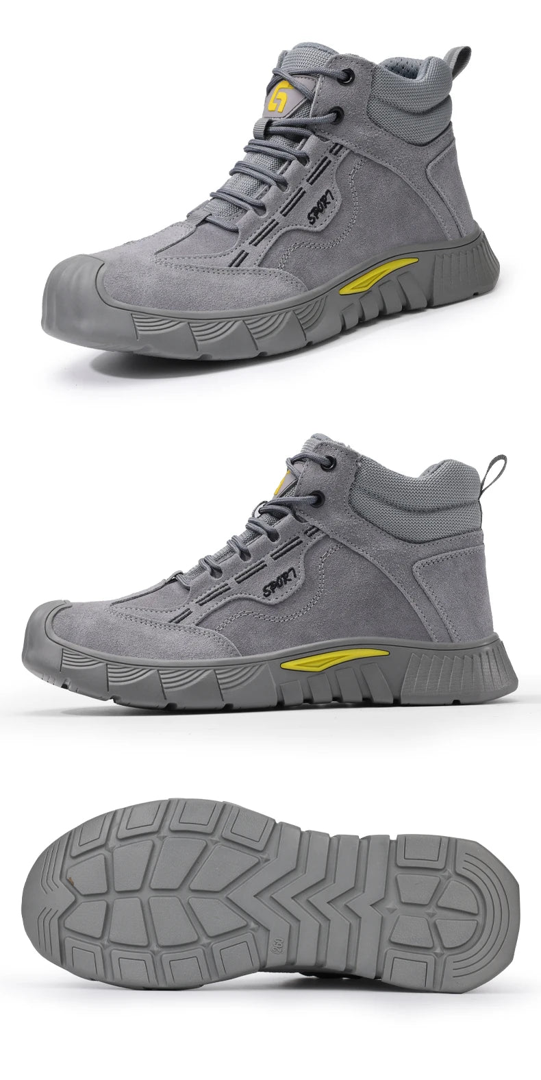 GUYISA Men's Anti-Shock and Anti-Penetration Work Shoes with Rubber Soles