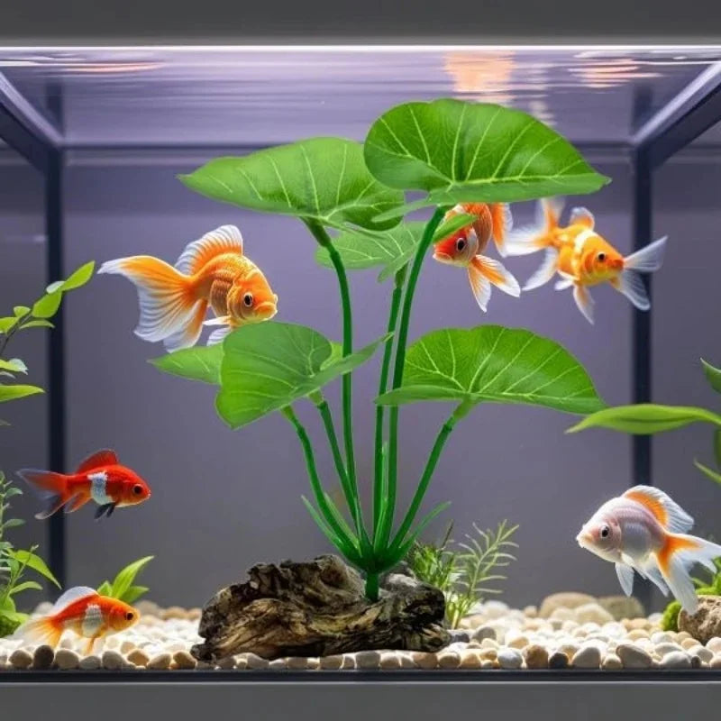 1pc Artificial Aquarium Plants Realistic Floating Leaves Sturdy Stem, Reptile Terrariums Low-Maintenance Water Tank Decoration