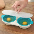 1Pc Dual-Cup Microwave Egg Poacher with Clear Lid, Cooked Eggs, Food-Safe Material, Microwave Egg Cooker