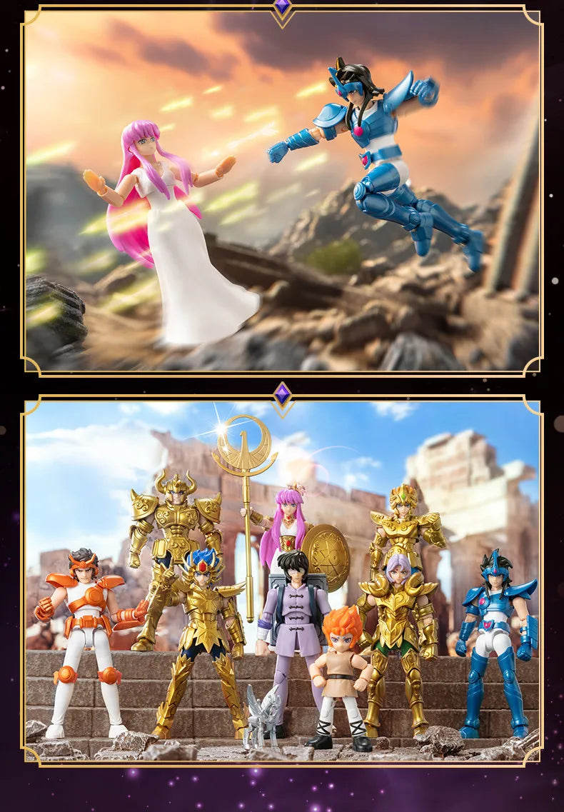 Blokees Galaxy Version Gold Saint Action Figure Libra Dohko Sagittarius Champion Seiya Mu Aiolia Assembly Toys Children Gift