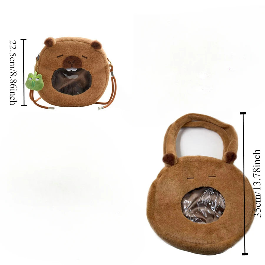 Capybara Plush Backpack Kawaii Fashion Plushie Doll Fur Pendant Children's Shoulder Bag Mini Knapsack Bags Gifts For Girlfriend