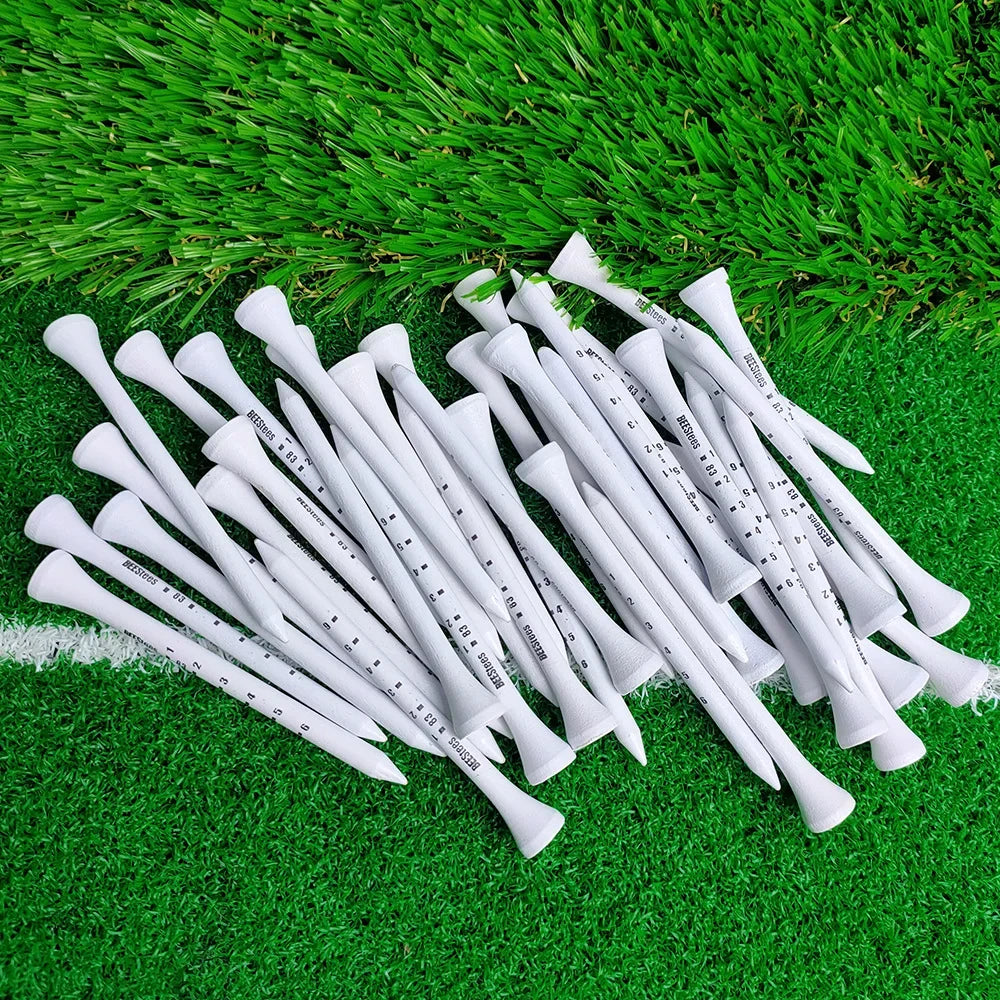 50pcs Golf Tees Durable Wooden Seats Stabilizes Ball On The Course to Maintain a Perfect Tee Level Improve Accuracy D7