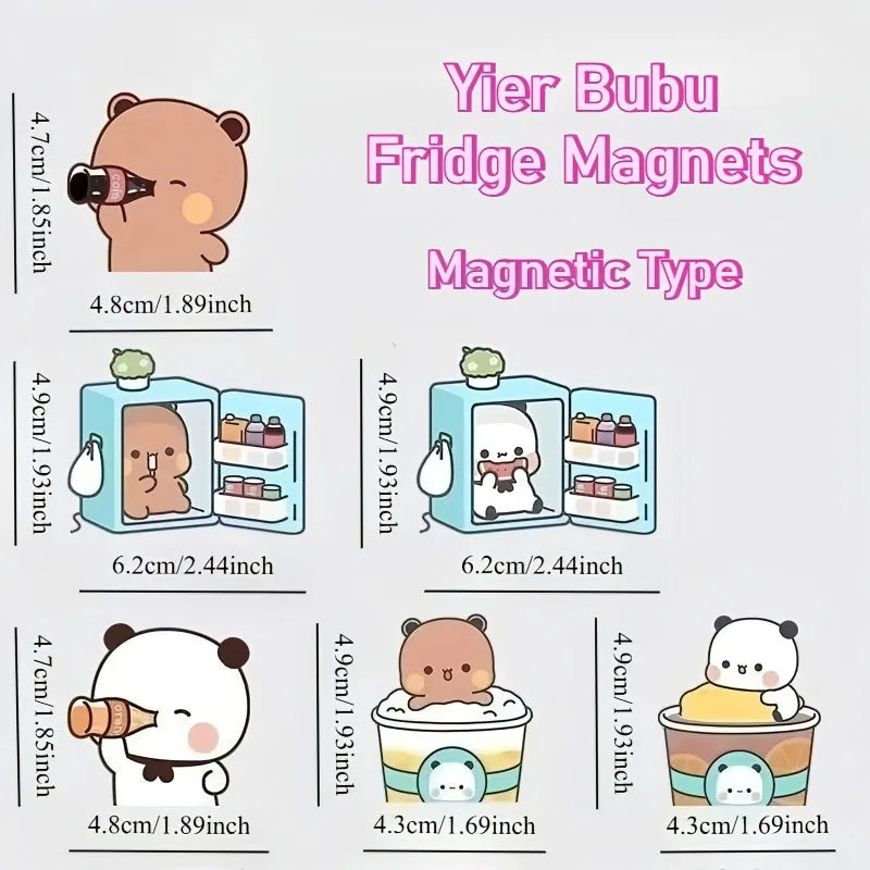 Cute Bubu Dudu Fridge Magnets Kawaii Panda Yier Refrigerator Magnets Sticker Home Decor Sticker Creative Anime Home Accessories