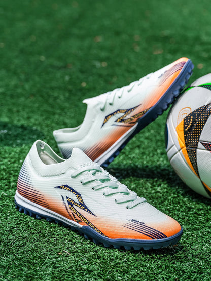 Men TF Turf Soccer Shoes Breathable PU Upper Anti‑Slip Rubber Outsole Light Footwear For Artificial Grass Training