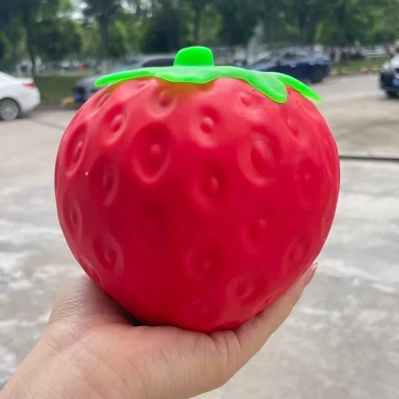 Jumbo Strawberry Fruit Squishy Toy Slow Rising Stretchable Venting Ball Squeeze Anti-Anxiety Sensory Fidget Toy for Adults Gifts
