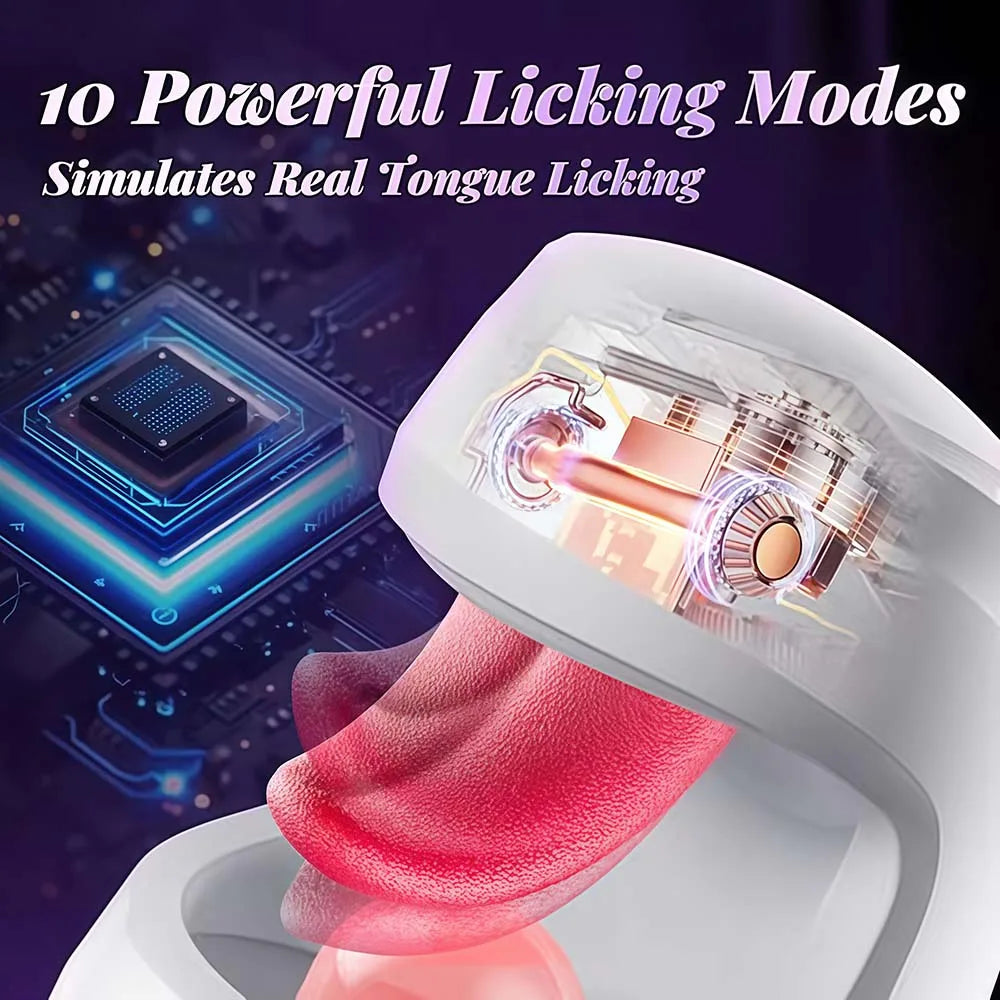 Sex Toys for Men 10 Speeds Thrusting Vibrating Male Masturbation Cup Tongue Licking Blowjob Penis Trainer Sex Machine 18+