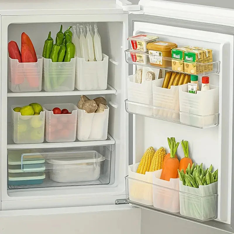 3Pcs BPA-Free Clear Refrigerator Storage Box Space-Saving Kitchen Organization Food Sorting Boxes for Fridge Door & Counter
