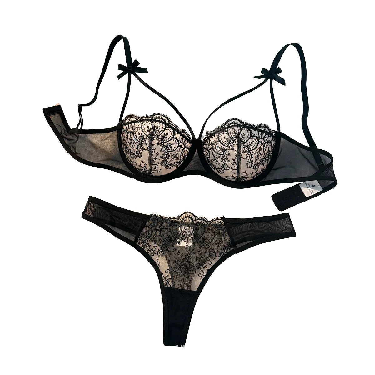 Black Bow Two-Piece Lingerie Set