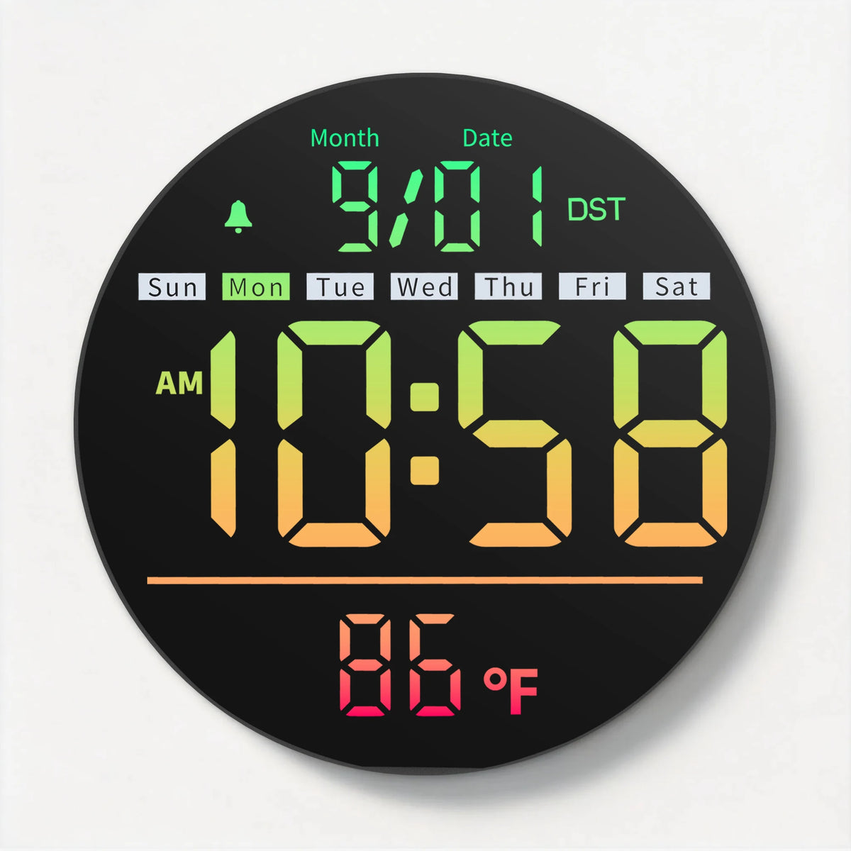 8‘’LED Wall Clockwith Timer,Temperature,Date,Night Light,RGB Color,Alarm,5-Level BrightnessDigital Clock for Classroom,Bedroom