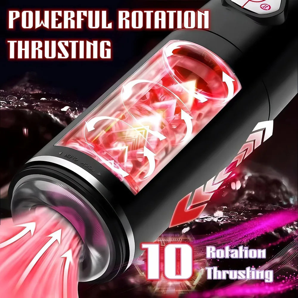 Automatic Telescopic Rotation Male Masturbator Man Masturbation Cup Simulation Piston Blowjob Pocket Pussy Adult Sex Toy for Men