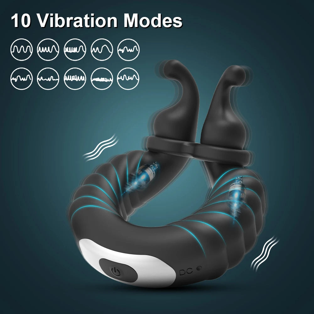 Vibrating Cock Ring Adult Sex Toys for Men, 10 Vibrating Modes Penis Ring Vibrator with Clitoral Stimulator, Male Couple Sex Toy