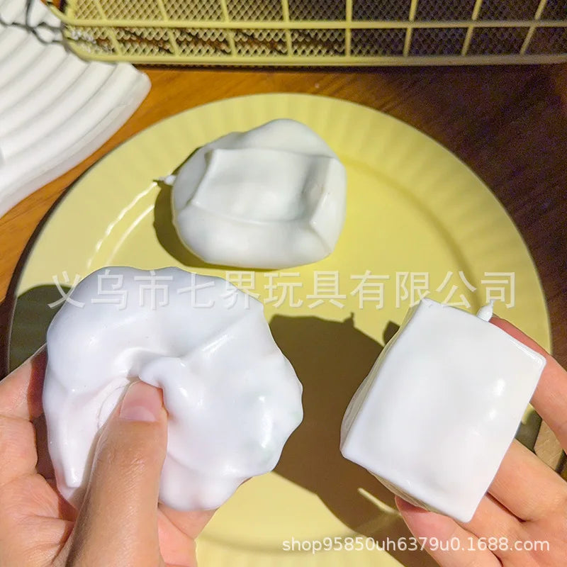 tofu shaped squishy beads, self-made crunchy stress relief squishy toys satisfying sound effects for filling building blocks