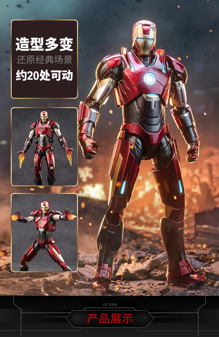 ZD Toys Iron Man MK35 Red Snapper Action Figure Iron Man Mk41 Mk47 Tank MK24 MK22 1/10 Scale Iron Man Collections Gift
