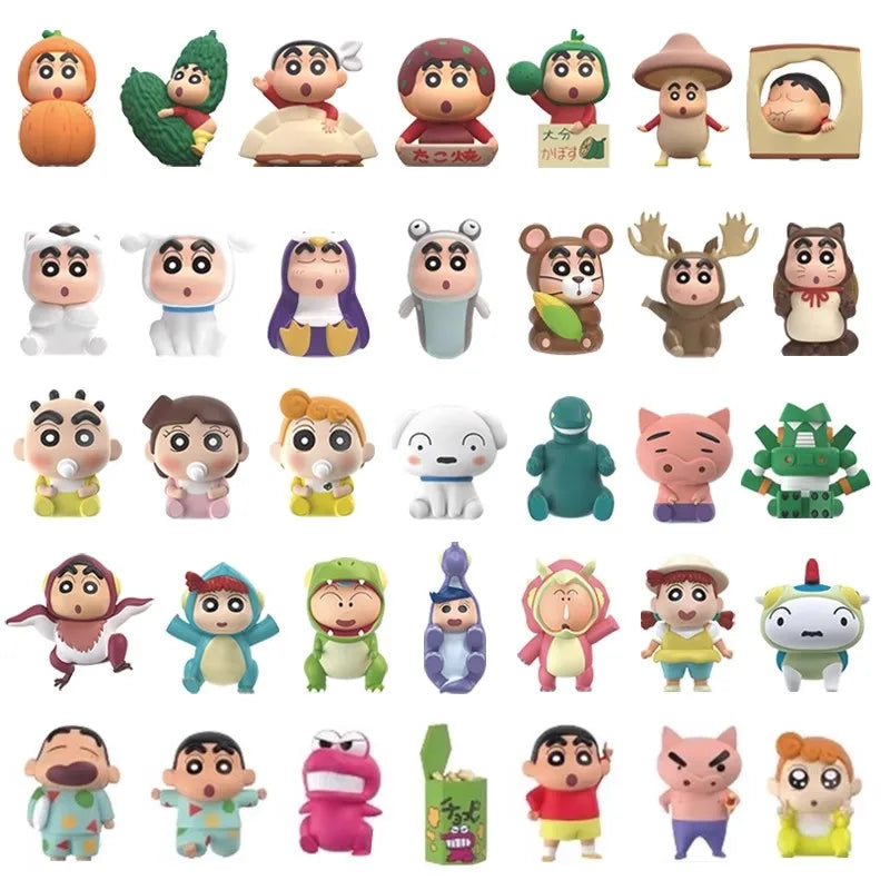 Original JANDOOM Crayon Shin-chan Blind box Shin chan Anime Figure Rice grain Doll Mini Figure Cute Cartoon Model Kids Toys Gift
