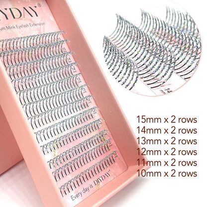 DIYDAY Mixed Glitter Colored Eyelashes Individual Premade Russian Volume Fans Glitter Lashes Extension Wholesale for Makeup
