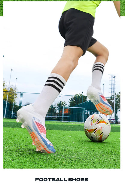 New Men Soccer Shoes Match Training Boys Breathable Adult Cleats Outdoor Sport Football Boots Non Slip Long Spikes Comfortable
