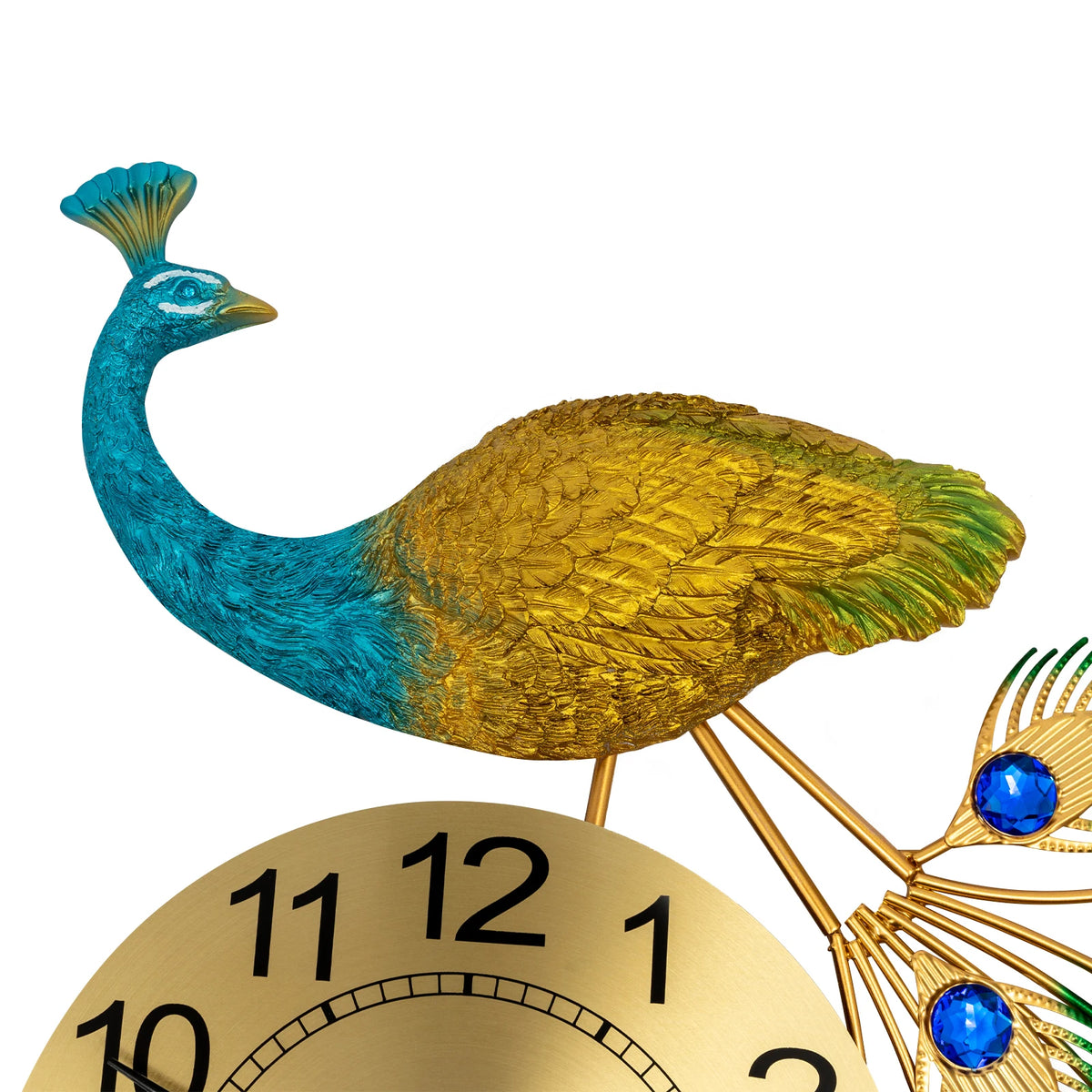 75x65cm Wall Clock, Home Decorative Clock, Peacock Design Iron Acrylic Aluminum Durable Elegant Symbol for Living Room Bedroom Kitchen Entryway
